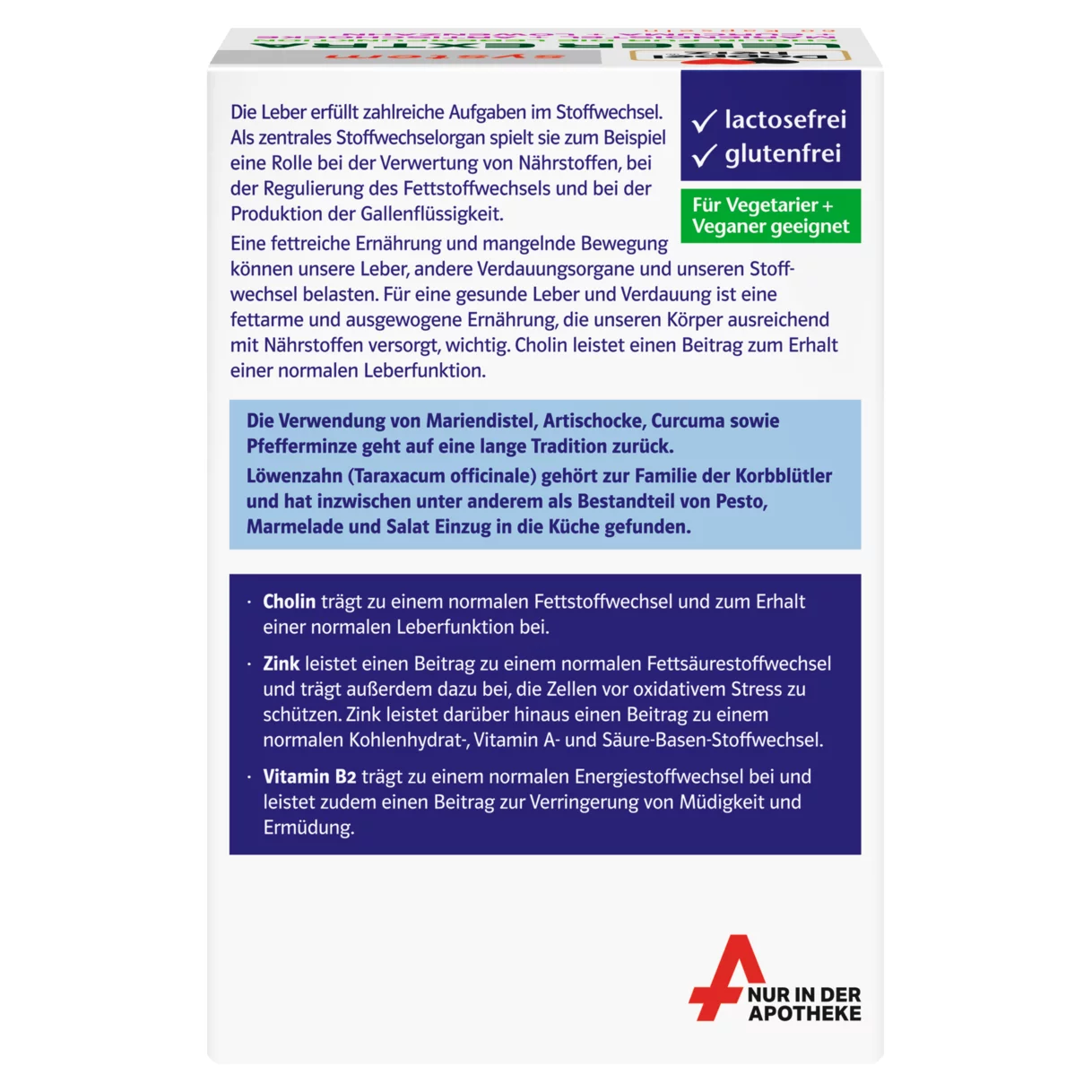 Abbildung der Produktverpackung Doppelherz system LEBER EXTRA Rückansicht